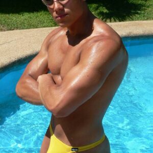 X3D Thong Swimsuit - Yellow - Image 2