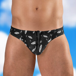 Custom Pouch Swim Bikini - Black/Surfboard - Image 2