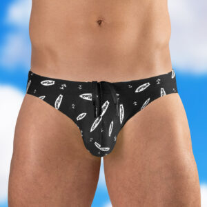 Custom Pouch Swim Bikini - Black/Surfboard - Image 1