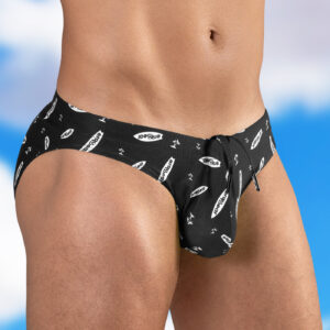 Custom Pouch Swim Bikini - Black/Surfboard - Image 3